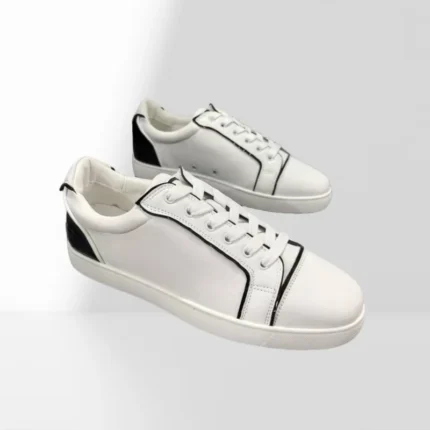 White Leather Black Lines Sneakers Summer Lace Up Flats Casual Unisex Men Women Shoes Round Toe Fashion Concise Sports Shoes