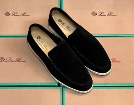 LORO PIANA Summer Charms Walk Loafer Suede Black